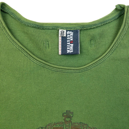 Vintage 2000s Jean Paul Gaultier Ribbed Diamanté T Shirt Womens Size S