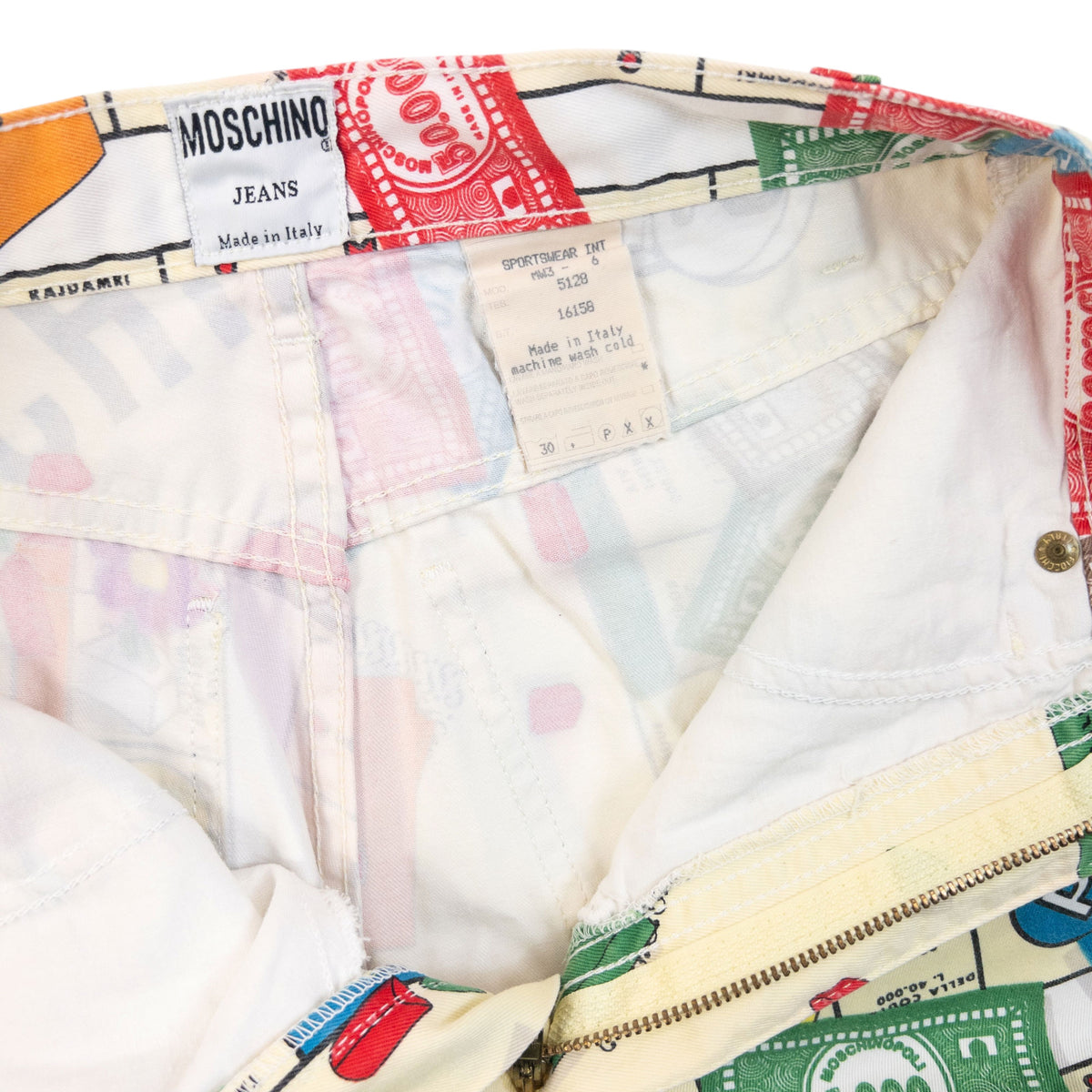 Vintage 90s Moschino Jeans Monopoly Parody Print Trousers, photo 6
