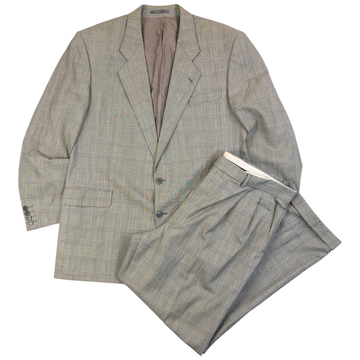 Vintage 90s YSL Yves Saint Laurent Checkered Jacket & Trousers Suit Set Size M