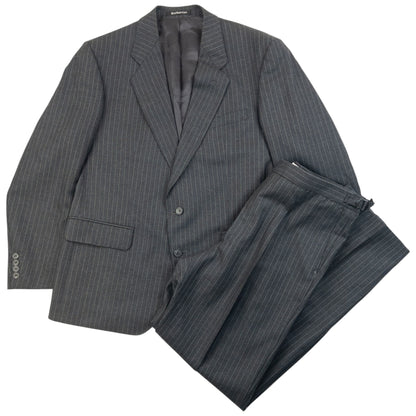 Vintage 90s Burberry Pin Stripe Jacket & Trousers Suit Set Size XL