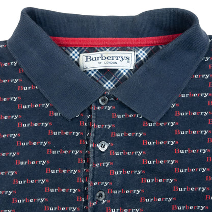 Vintage 90s Burberry Monogram Polo Shirt Size M