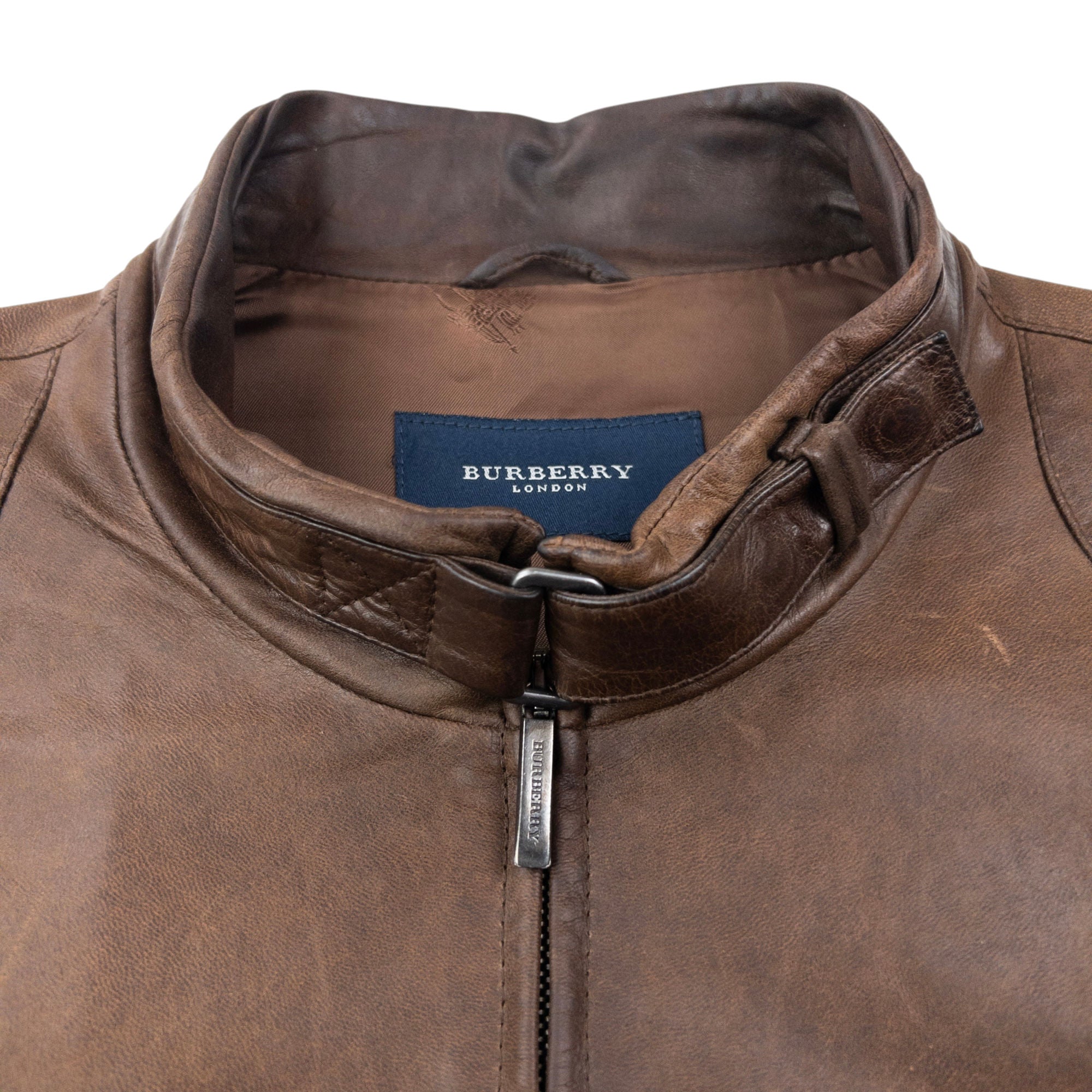 Vintage 2000s Burberry Zip Up Leather Jacket Size M