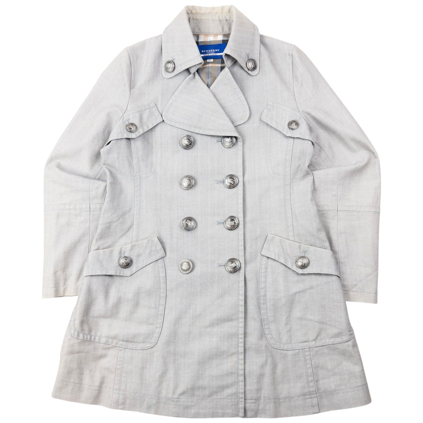 Vintage 2000s Burberry Blue Label Nova Check Lined Trench Jacket Womens Size M