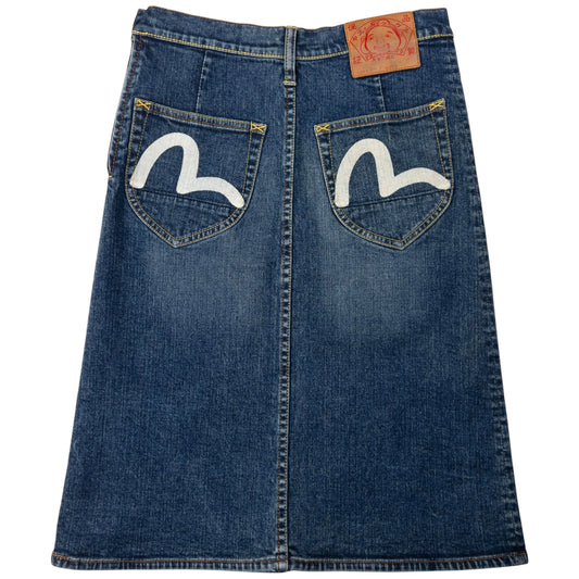 Vintage Evisu Double Gull Japanese Denim Skirt Womens Size W28