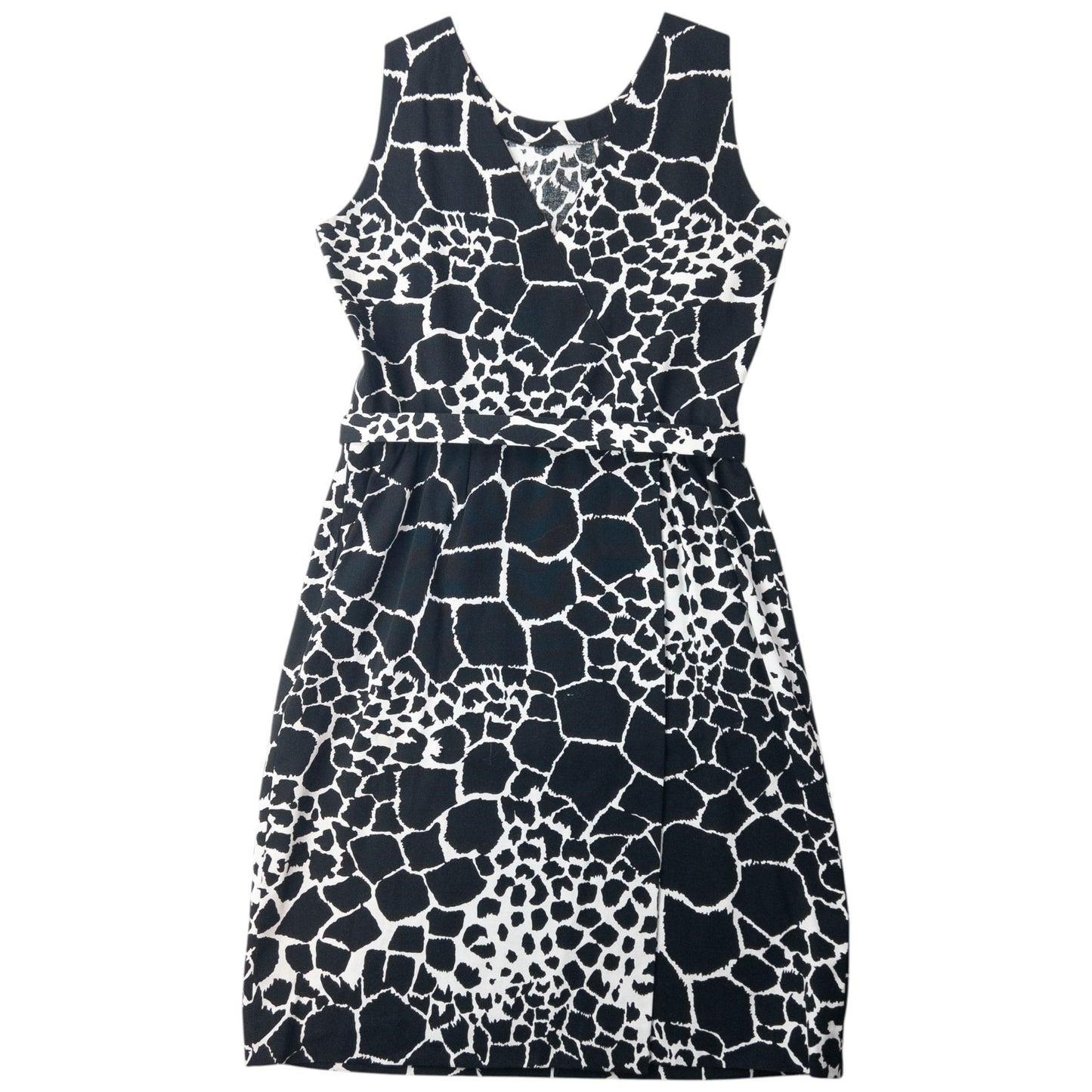 Vintage 80s YSL Yves Saint Laurent Giraffe Print Belt Waist Dress Womens Size L