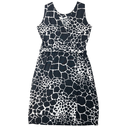 Vintage 80s YSL Yves Saint Laurent Giraffe Print Belt Waist Dress Womens Size L
