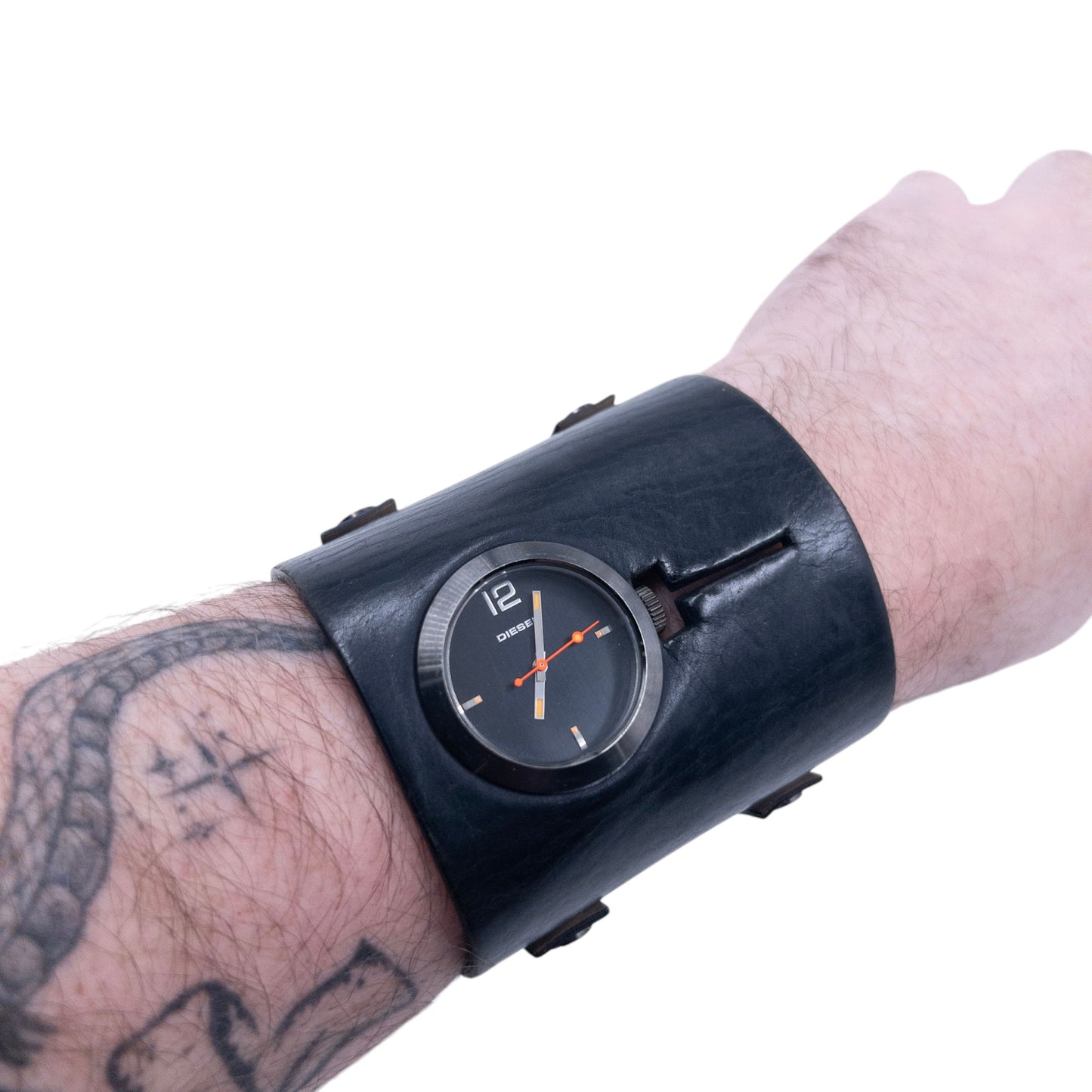 Vintage 2000s Diesel Double Buckle Leather Cuff Watch