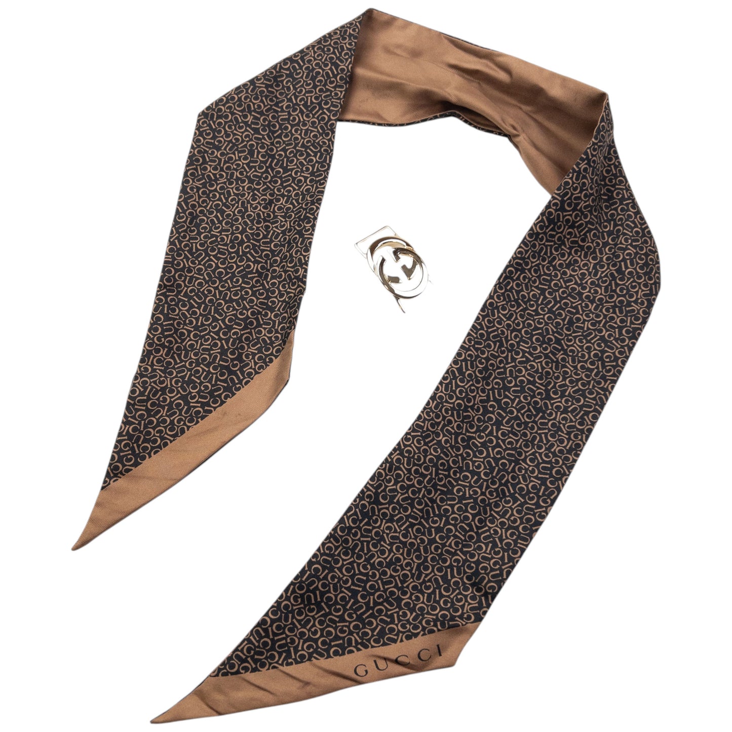 Vintage 2000s Gucci Monogram Silk Neck Scarf