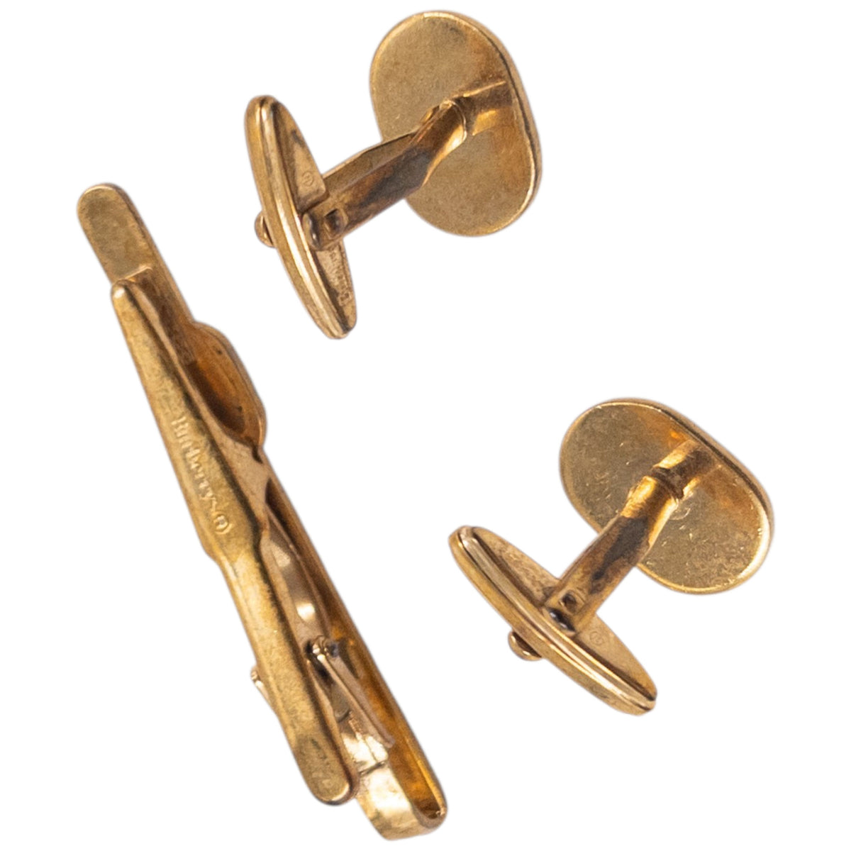 Vintage 90s Burberry Embossed Cufflinks & Tie Clip Set