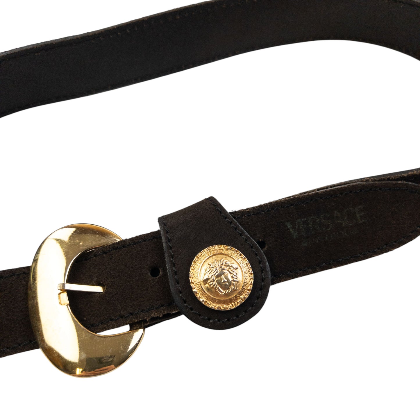 Vintage 90s Versace Jeans Couture Suede Leather Belt Size M