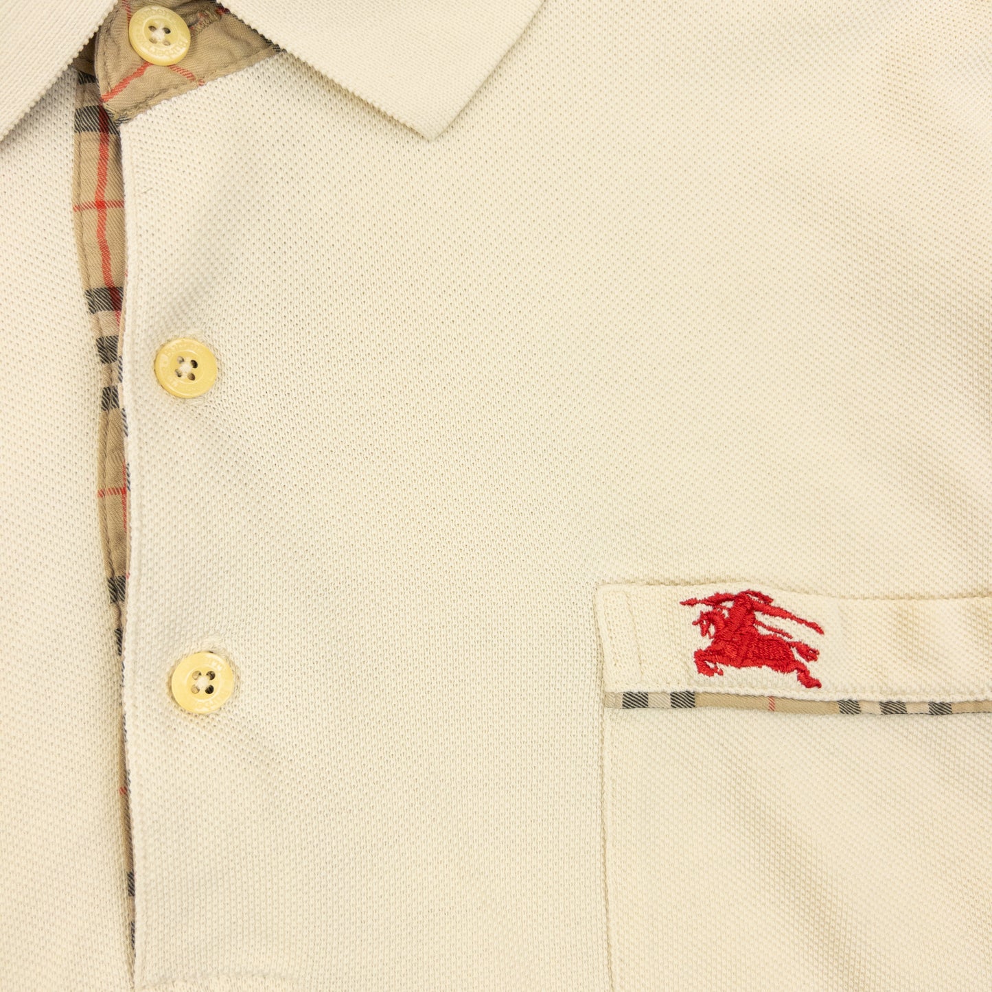 Vintage 90s Burberry Long Sleeve Polo Shirt Size M