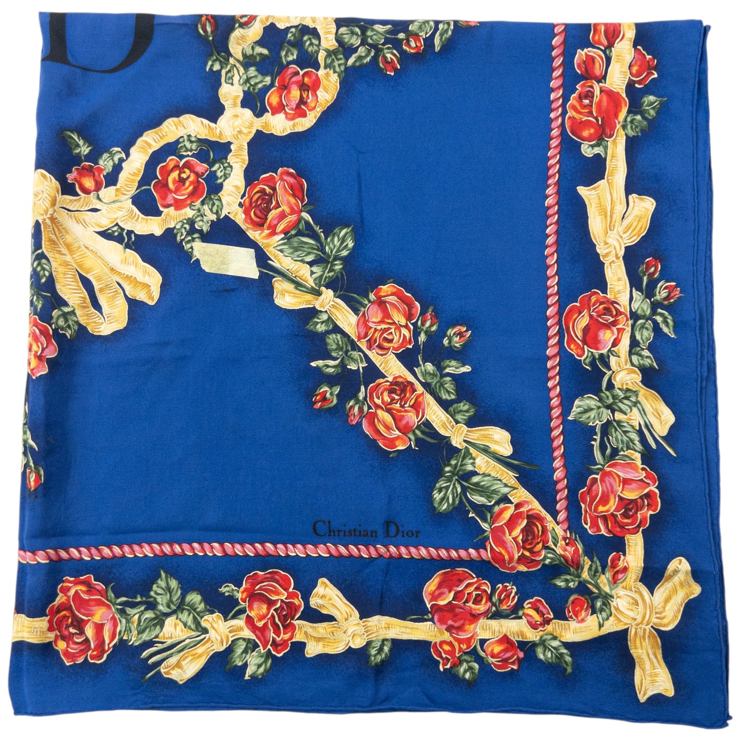 Vintage 2000s Dior Floral Rose Print Silk Scarf