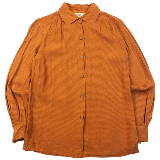 Vintage 90s Dior Monogram Button Up Silk Blouse Womens Size M