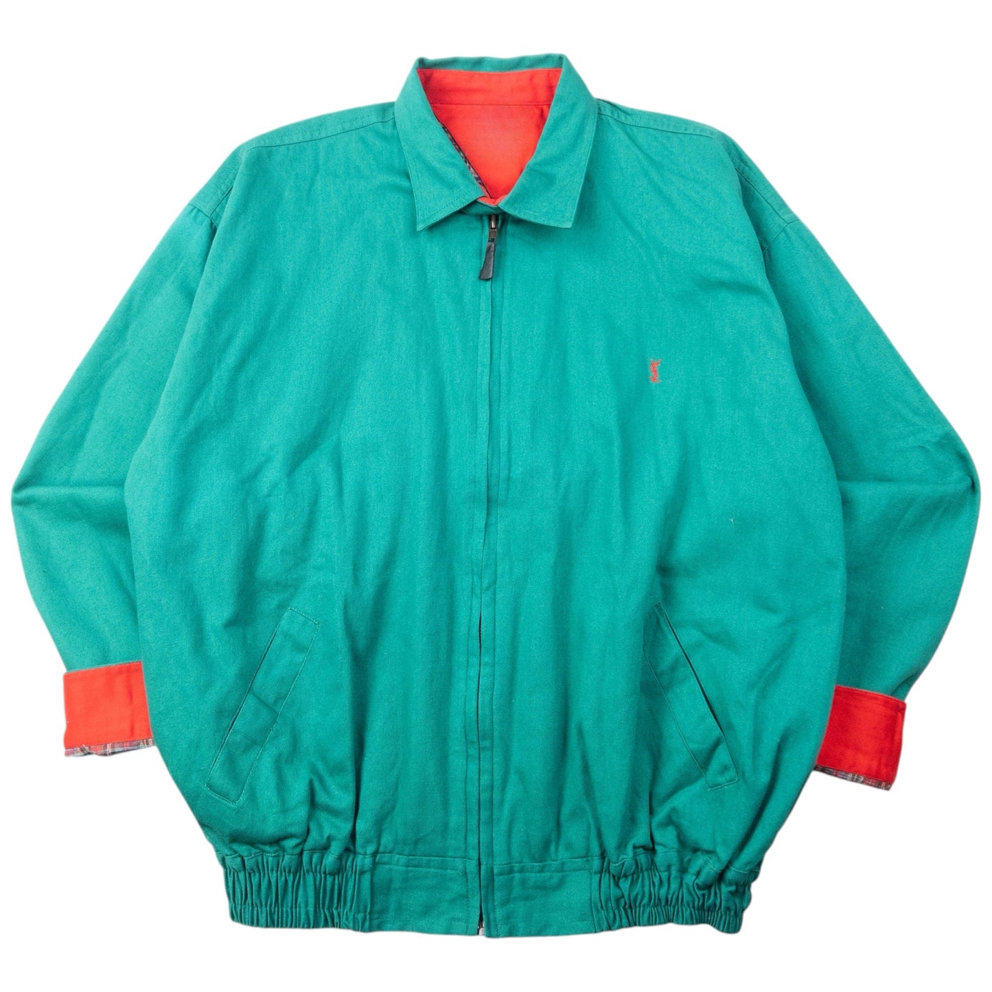 Vintage 80s YSL Yves Saint Laurent Pattern Lined Harrington Jacket Size L