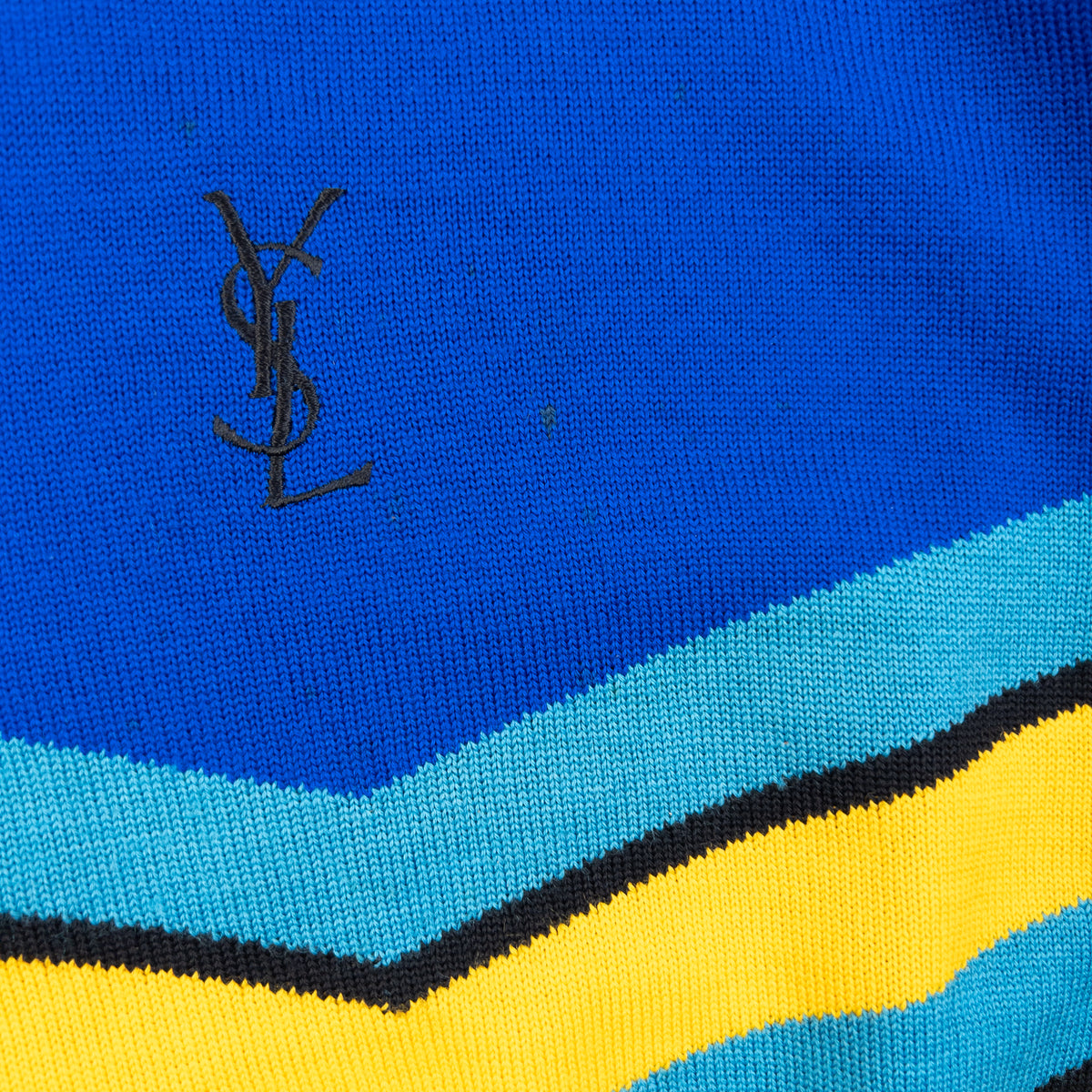 Vintage 80s YSL Yves Saint Laurent Striped Wool Jumper in blue, photo 4