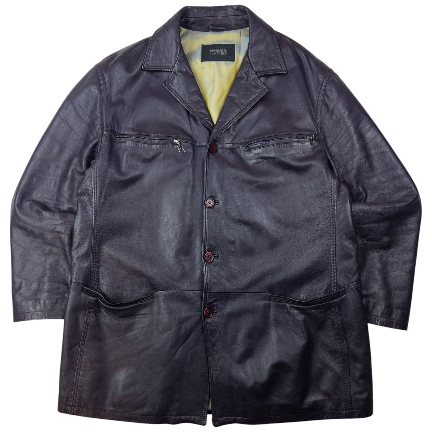 Vintage 2000s Versace Classic V2 Leather Jacket Size XXL
