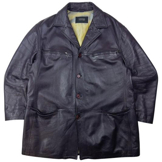 Vintage 2000s Versace Classic V2 Leather Jacket Size XXL