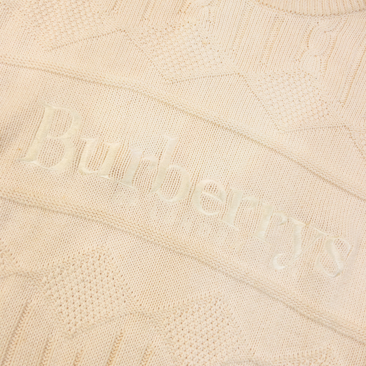 Vintage 90s Burberry Embroidered Knit Jumper Size M