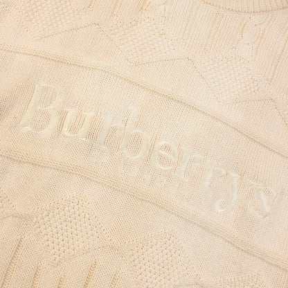 Vintage 90s Burberry Embroidered Knit Jumper Size M