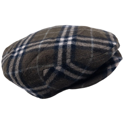 Vintage 80s Burberry Nova Check Wool Flat-Cap Hat