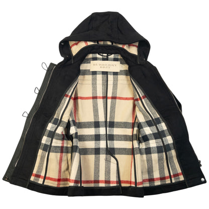 Vintage Burberry Brit Nova Check Lined Wool Duffle Jacket Womens Size XS