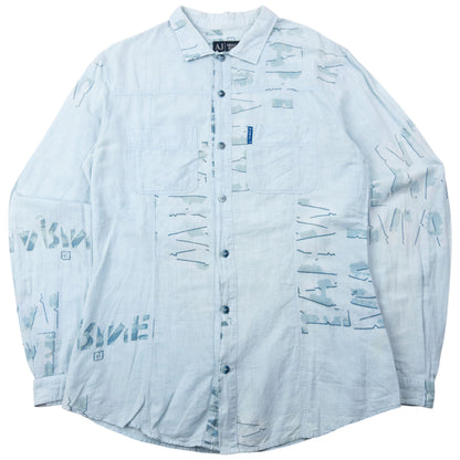 Vintage 2000s Armani Jeans Text Print Long Sleeve Button Up Shirt Size M