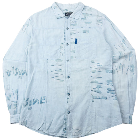 Vintage 2000s Armani Jeans Text Print Long Sleeve Button Up Shirt Size M