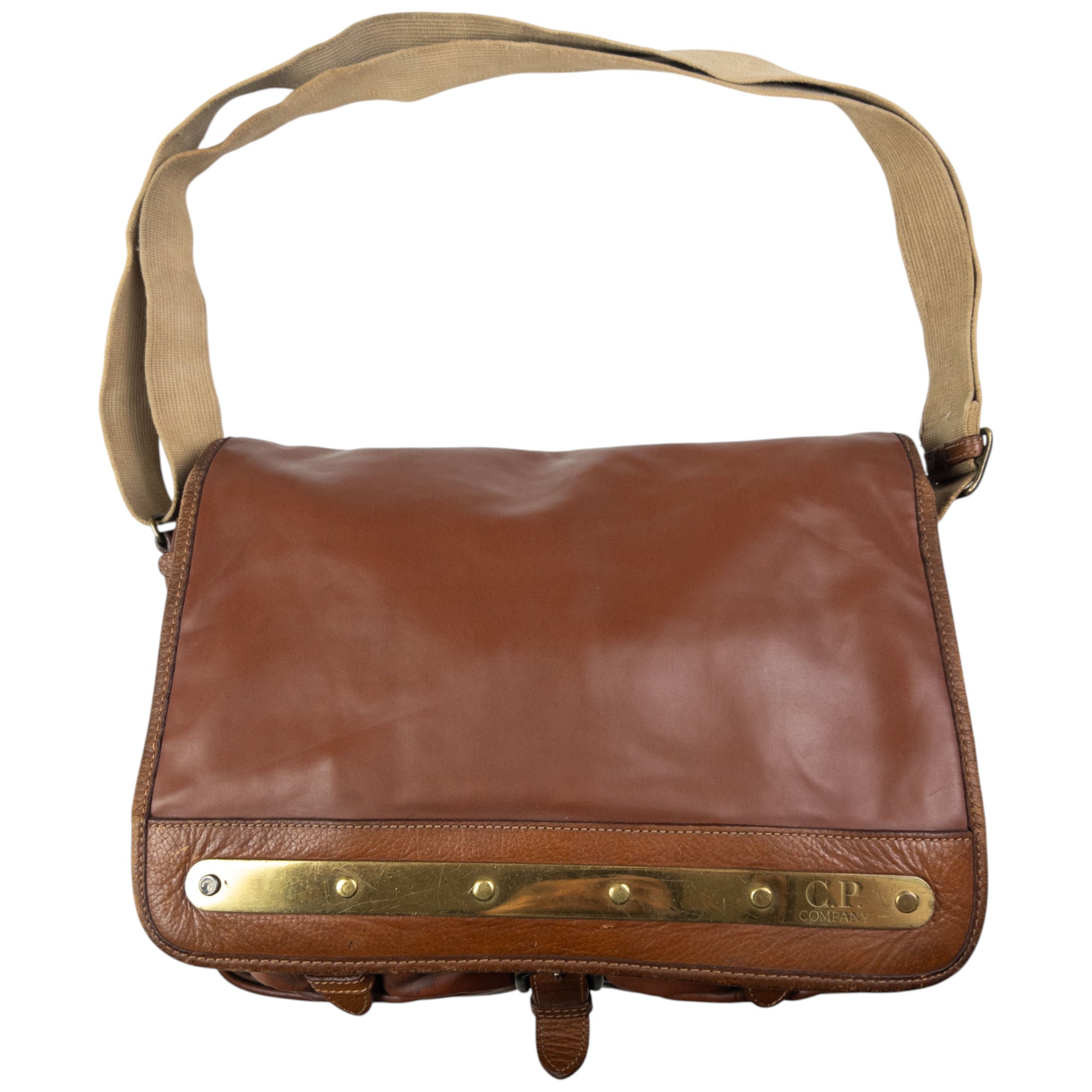 Vintage CP Company Leather Messenger Crossbody Bag