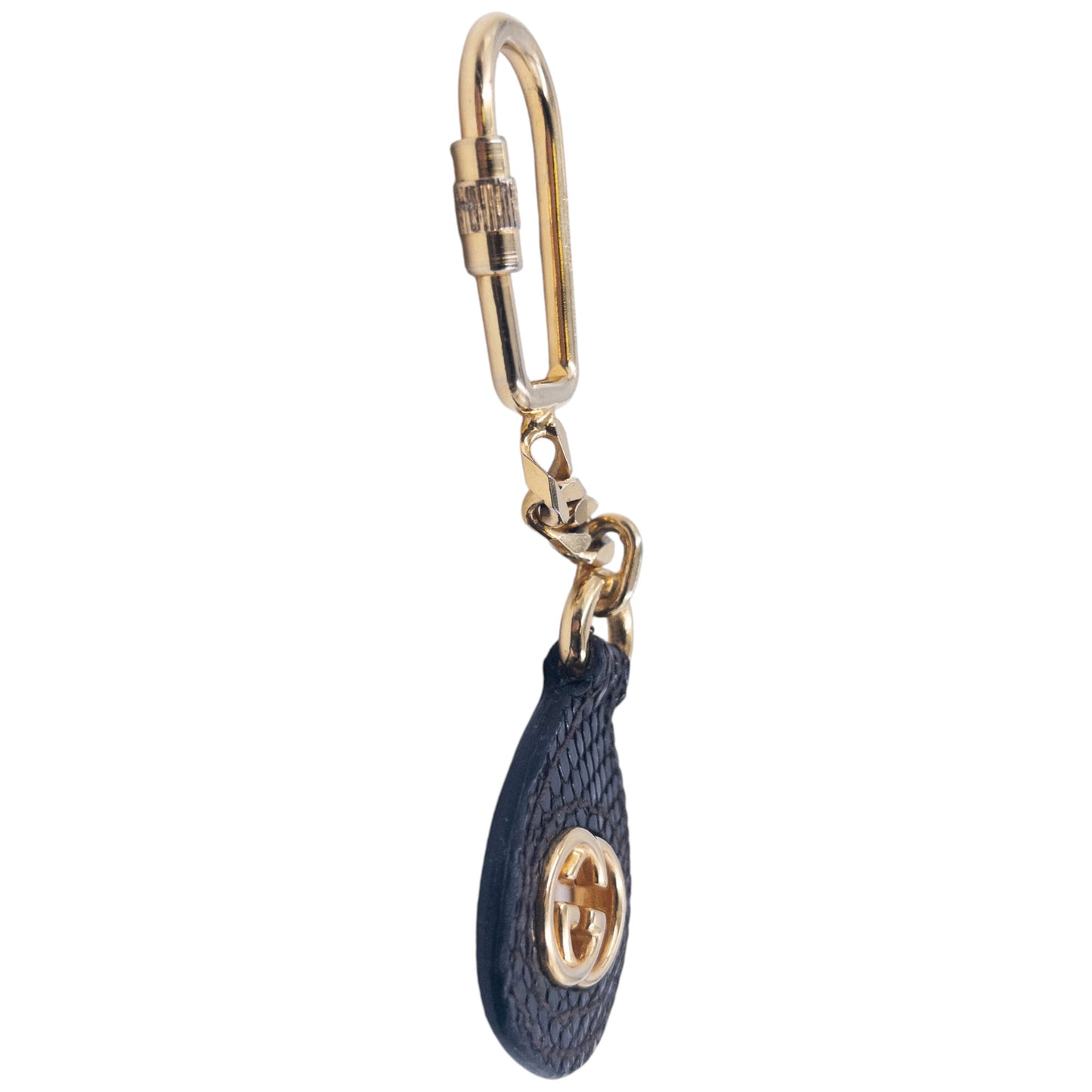 Vintage 90s Gucci Leather Tag Carabiner Key Ring