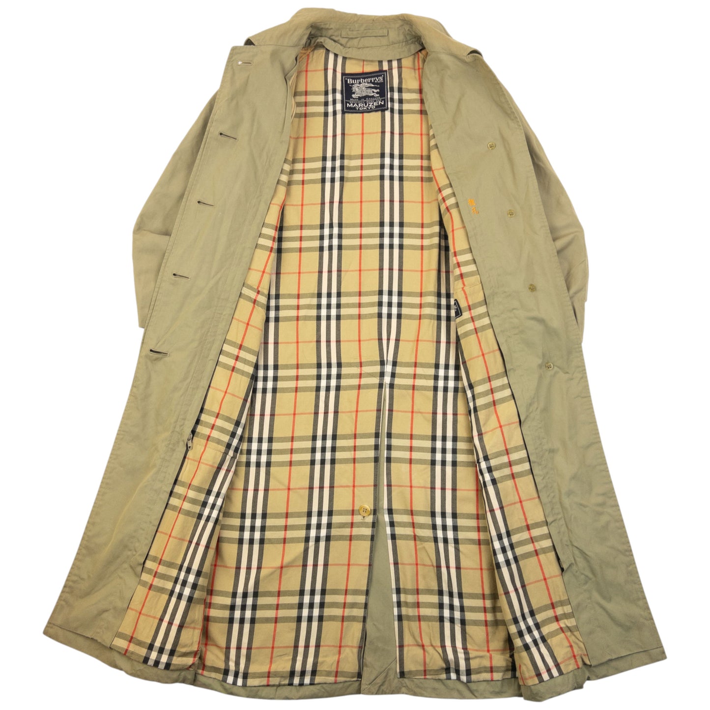 Vintage 90s Burberry Nova Check Lined Trench Jacket Womens Size S