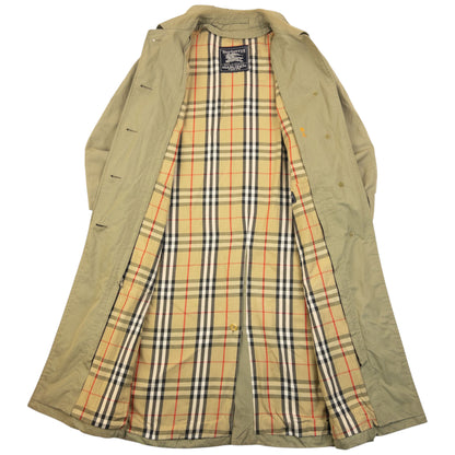 Vintage 90s Burberry Nova Check Lined Trench Jacket Womens Size S