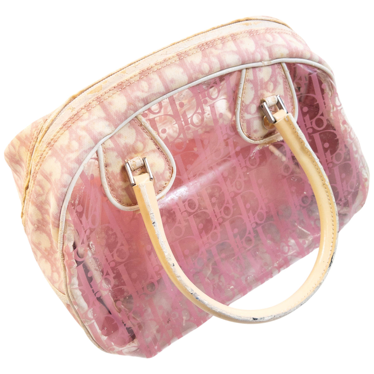 Vintage 2000s Dior Monogram Clear Handbag in pink, photo 6