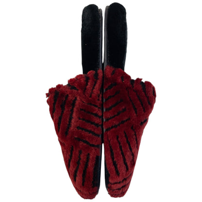 Vintage 80s YSL Yves Saint Laurent Embroidered Fur Slippers Womens Size 6