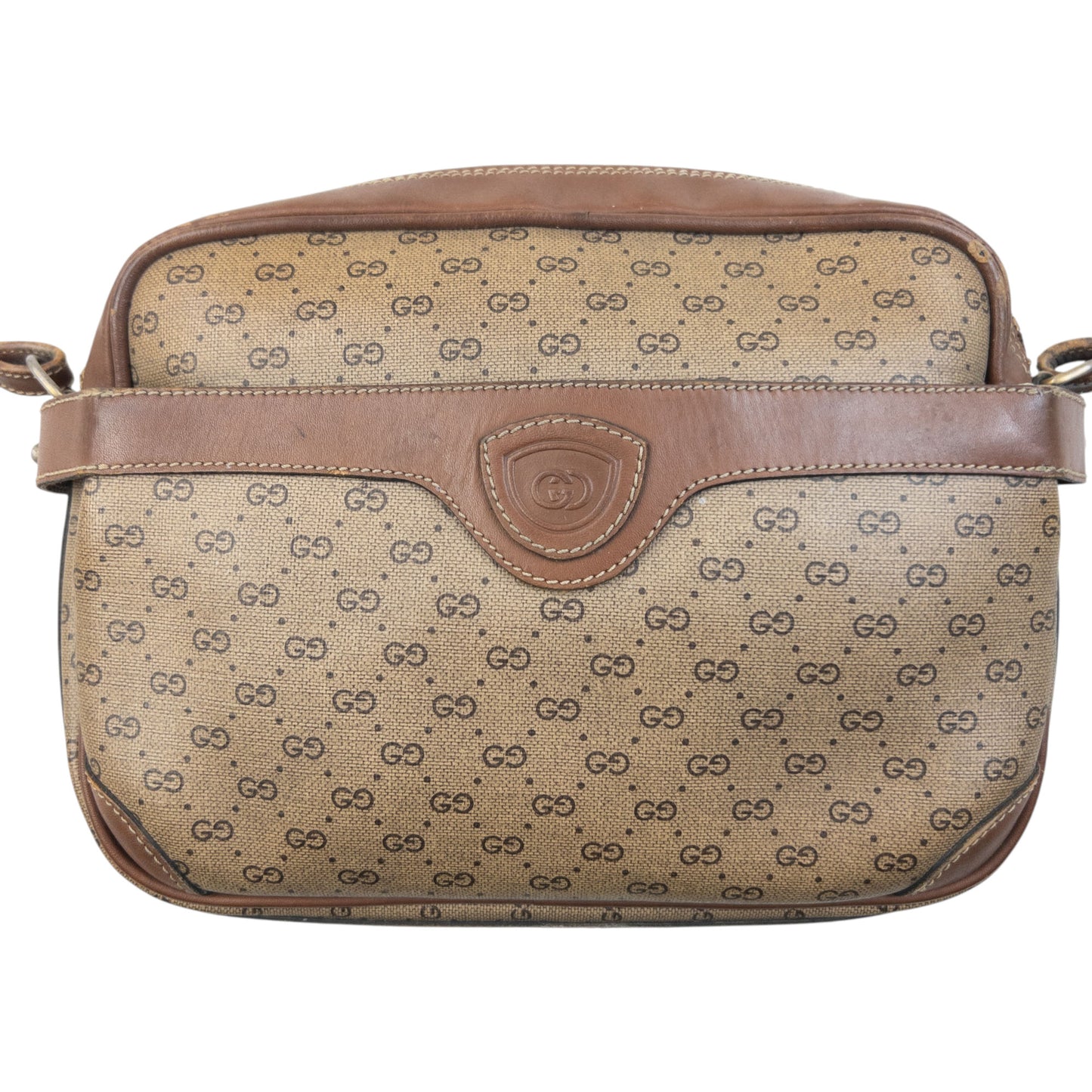Vintage 80s Gucci Monogram Leather Crossbody Bag