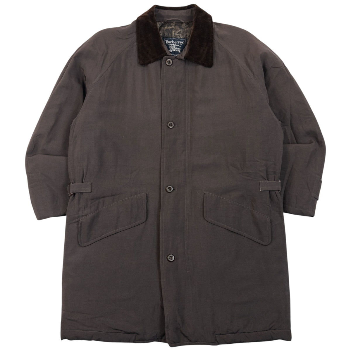 Vintage 90s Burberry Padded Zip Up Jacket in brown, padded paisley pattern lining