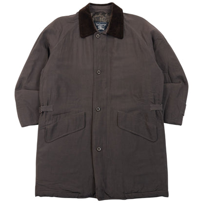 Vintage 90s Burberry Padded Zip Up Jacket in brown, padded paisley pattern lining
