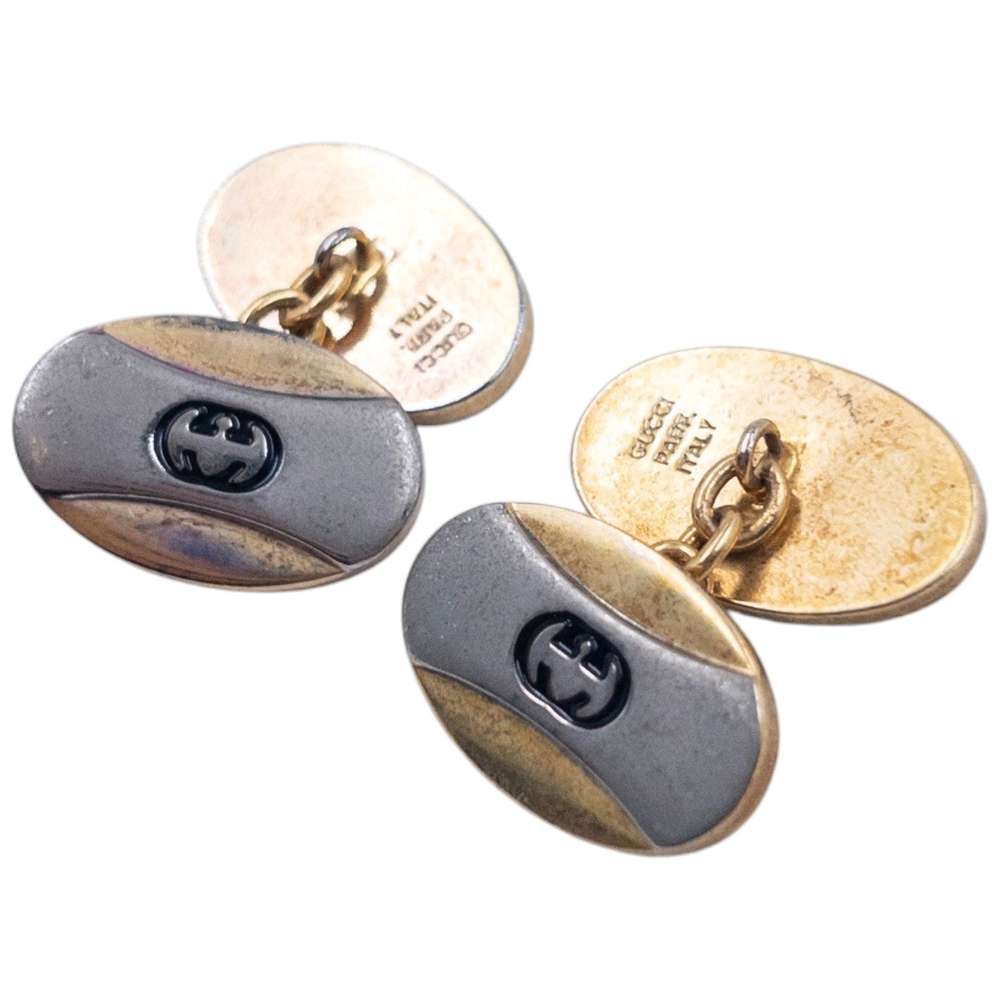 Vintage 80s Gucci Embossed Chain Link Cuff Links