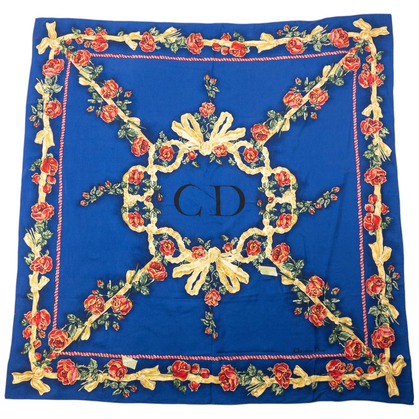 Vintage 2000s Dior Floral Rose Print Silk Scarf