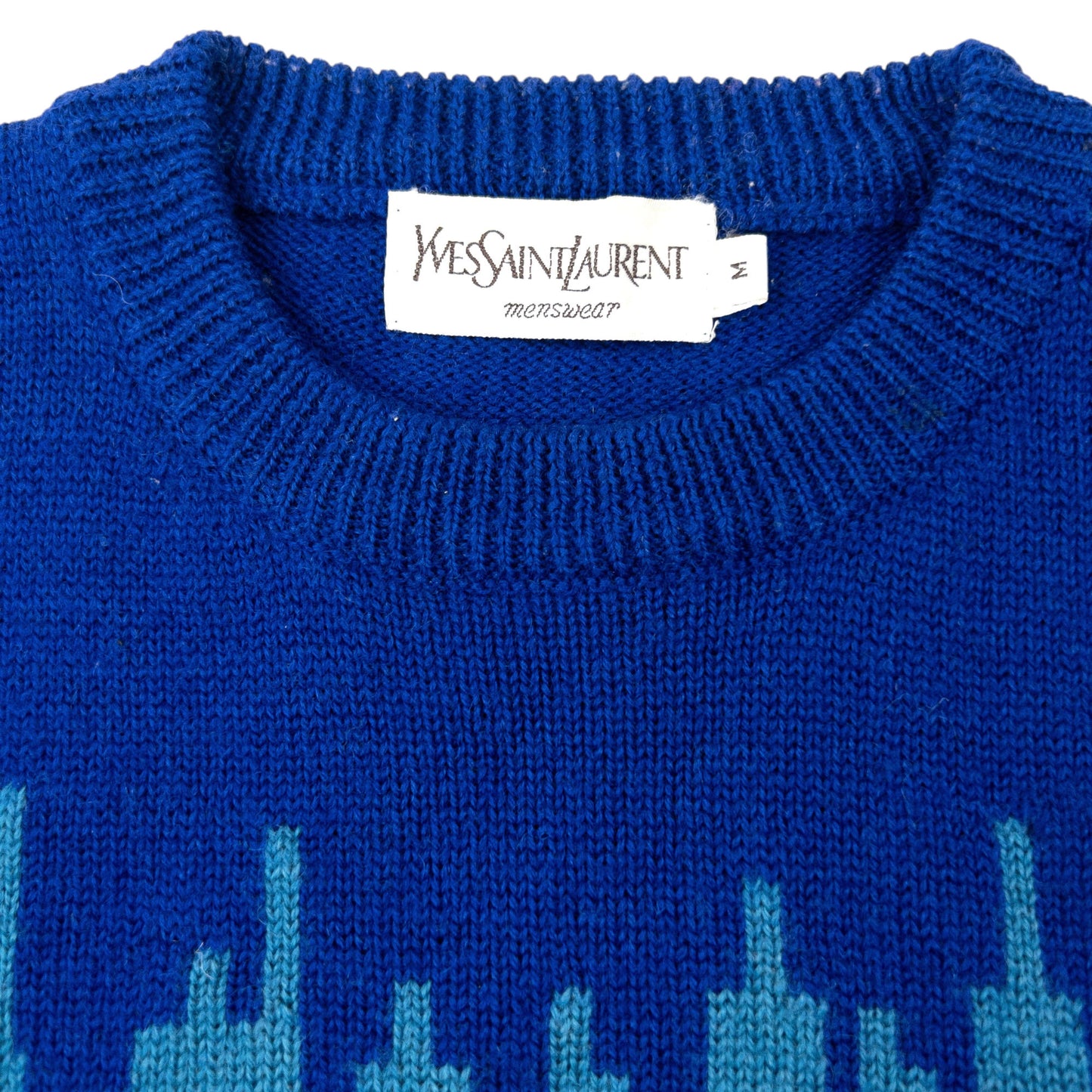 Vintage 80s YSL Yves Saint Laurent Pattern Wool Knit Jumper Size M