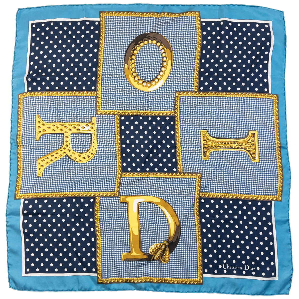 Vintage 2000s Dior Polka Dot Silk Scarf