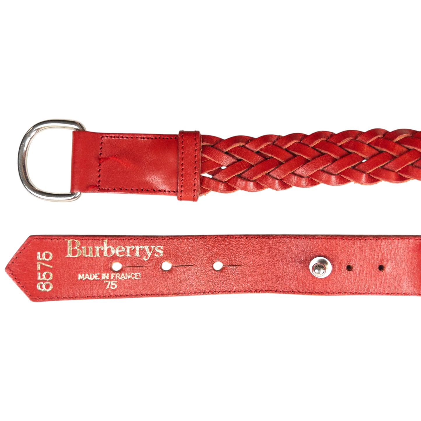 Vintage 90s Burberry Braided Leather Belt Size W28