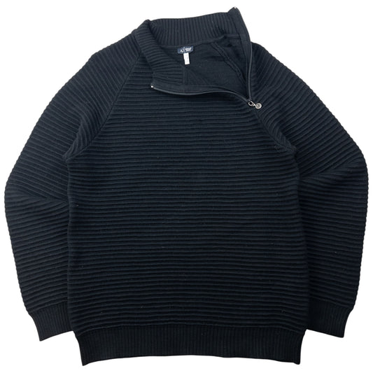Vintage 2000s Armani Jeans Asymmetric Q Zip Ribbed Knit Jumper Size L
