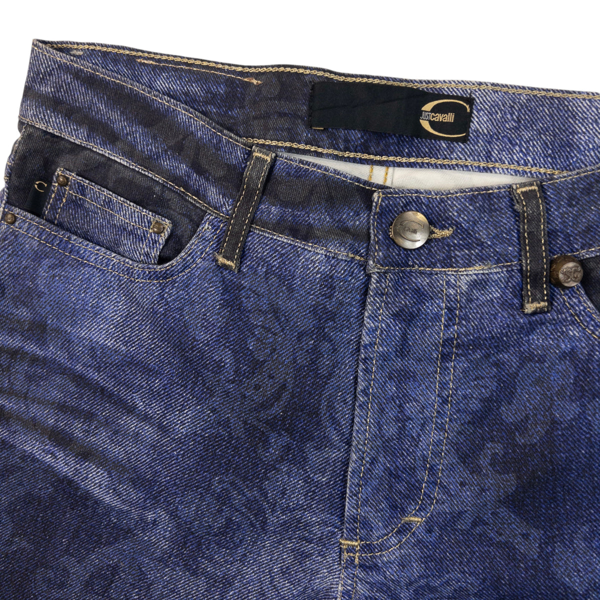 Vintage 2000s Roberto Cavalli Stretch Denim Pattern Jeans Womens Size W29