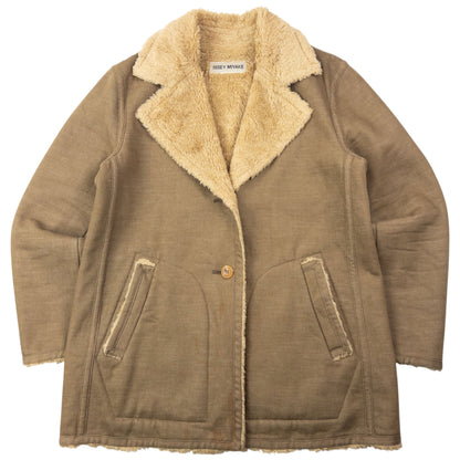 Vintage 90s Issey Miyake Fur Lined Button Up Jacket Size M