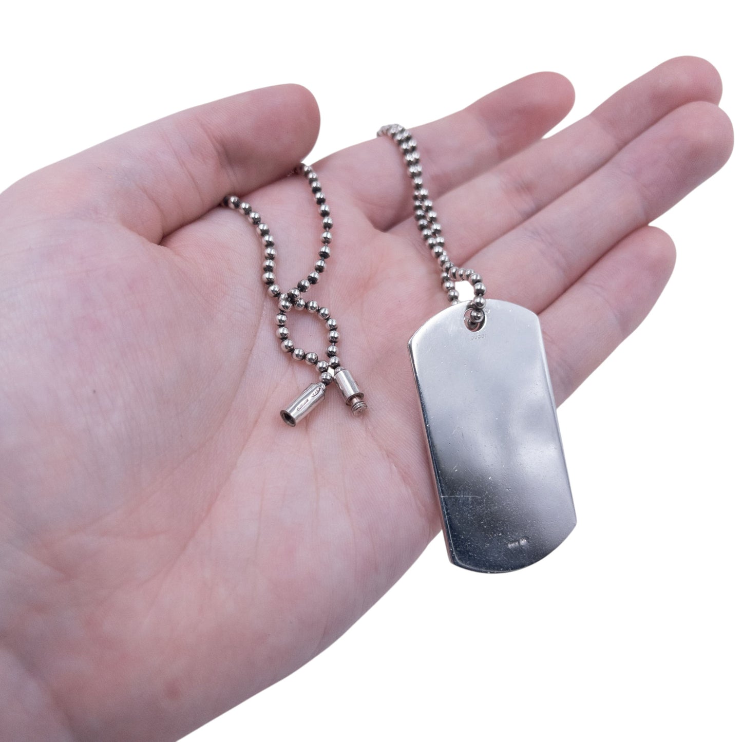 Vintage 2000s Gucci Embossed Dog Tag Necklace