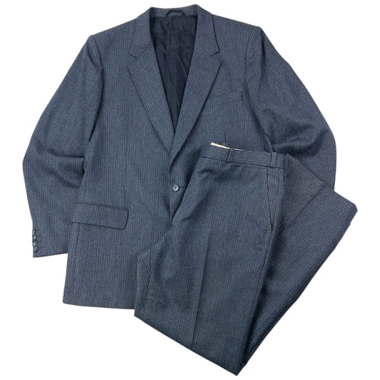 Vintage 80s Dior Monsieur Striped Wool Jacket & Trousers Suit Set Size L