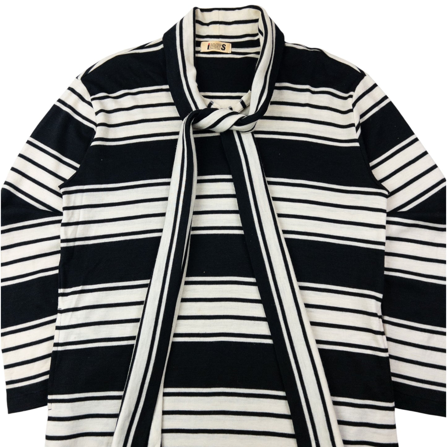 Vintage 80s Issey Miyake I.S. Striped Tie-Neck Sweater Dress Womens Size L