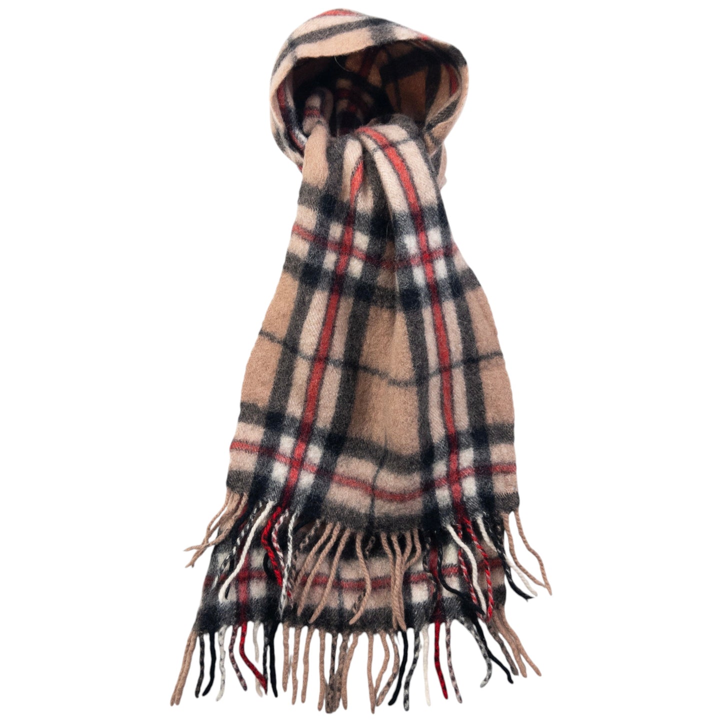 Vintage Burberry Nova Check Wool Tassel Scarf