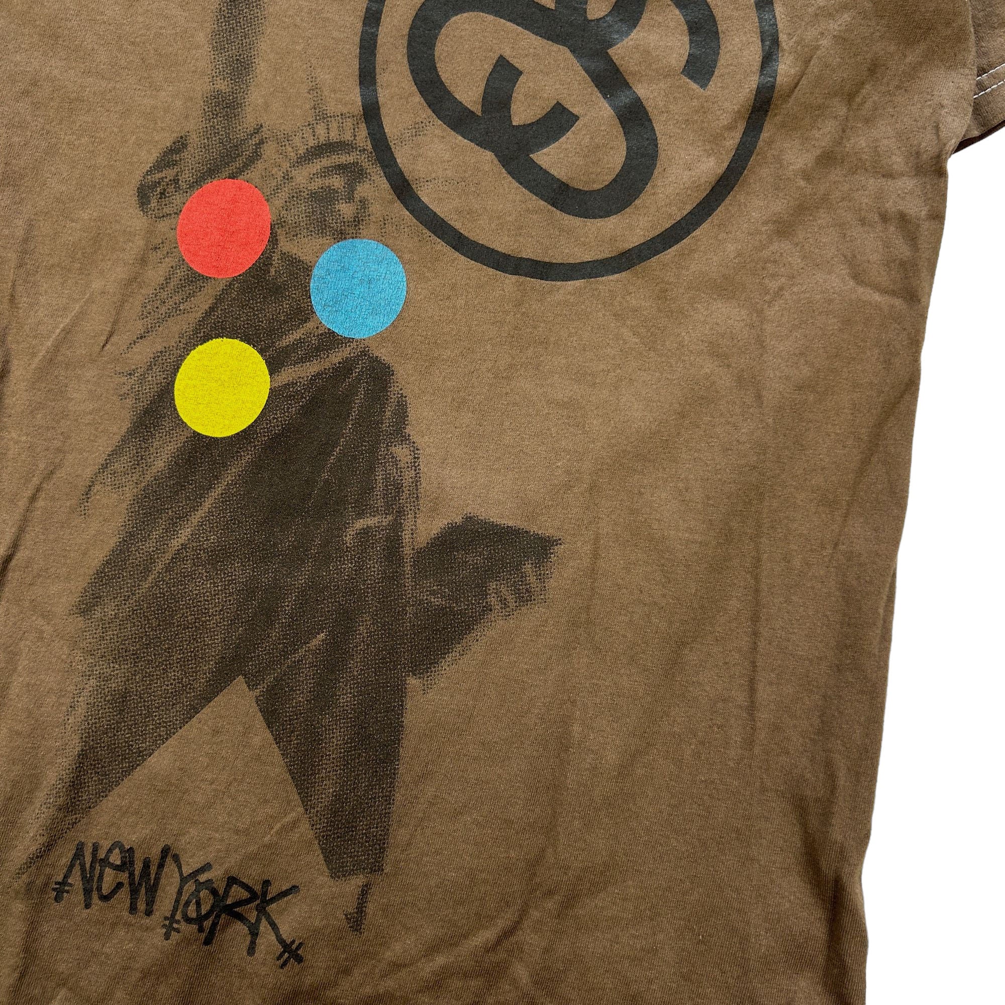 Vintage Stussy Brown Graphic Streetwear T-Shirt Cotton 90s Size M 