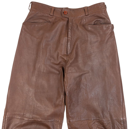 Vintage 90s Gianni Versace Leather Trousers in brown, photo 4